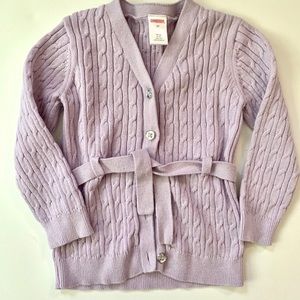 Gymboree Lilac Cable- knit cardigan with Waist Tie